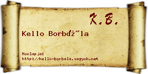 Kello Borbála névjegykártya